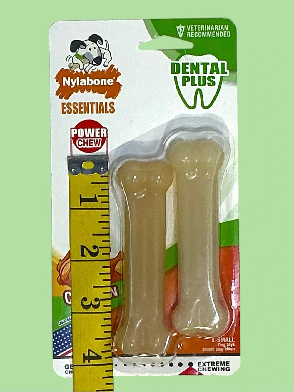 Nylabone Dog Dental Essentials Power Chew Toys Made In USA Chicken Flavor 4 PC